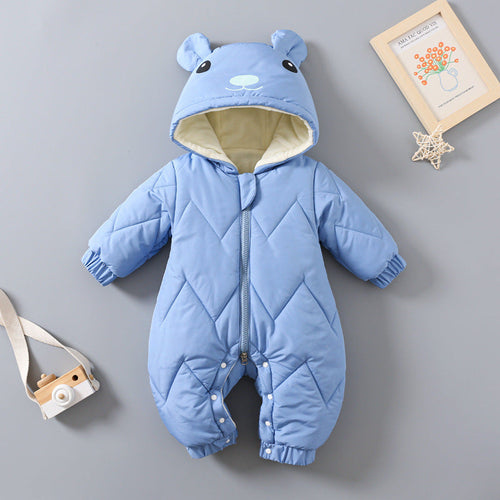 FrostNest™ – Padded Baby Winter Romper with Hat